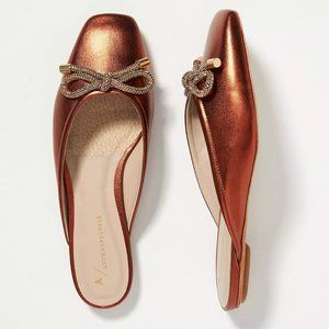 new Anthropologie Guilhermina Bronze Ballet Mules size 7